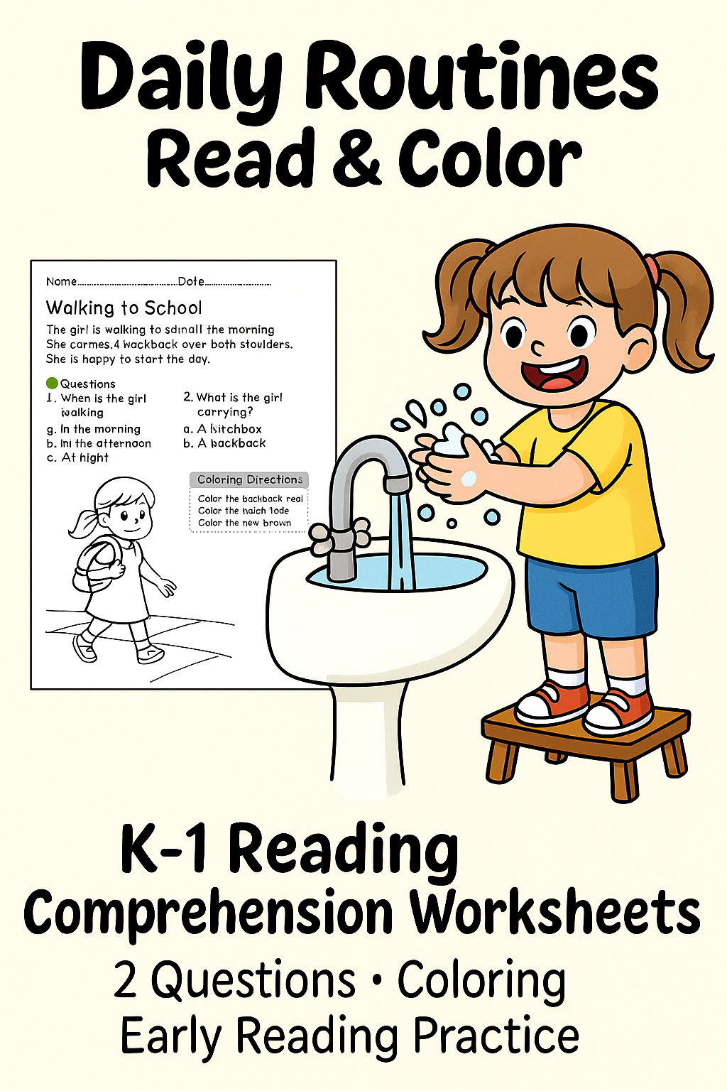 Daily Routines Read & Color Worksheets | Kindergarten & 1st Grade Reading Comprehension