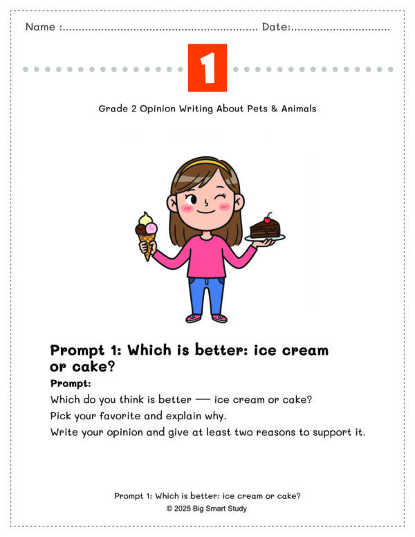 Grade 2 Opinion Writing Worksheets – Prompts About Personal Preferences - Image 2