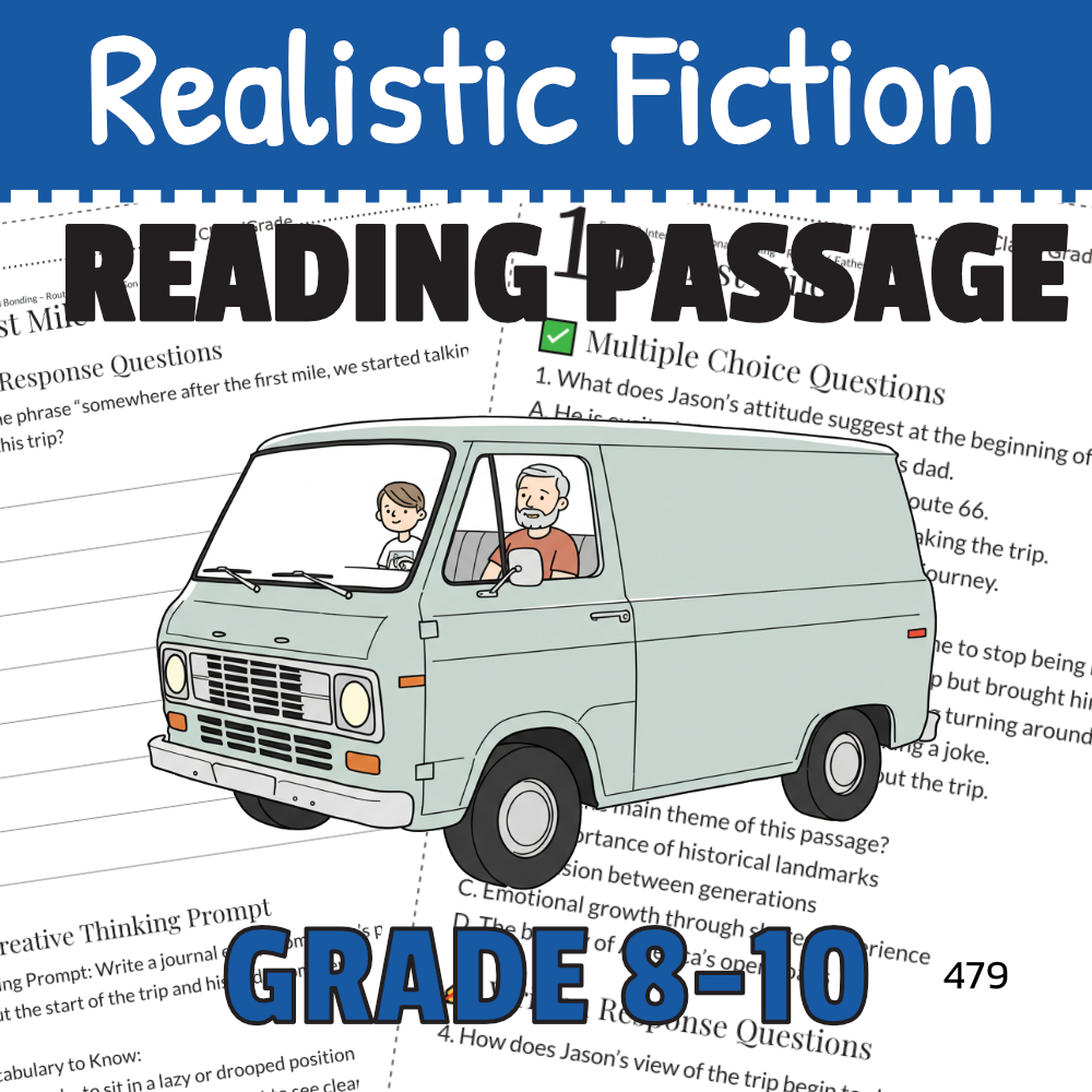 Route 66 Father-Son Reading Comprehension Worksheets – Emotional Growth & Family Bonding (Grades 8–10)