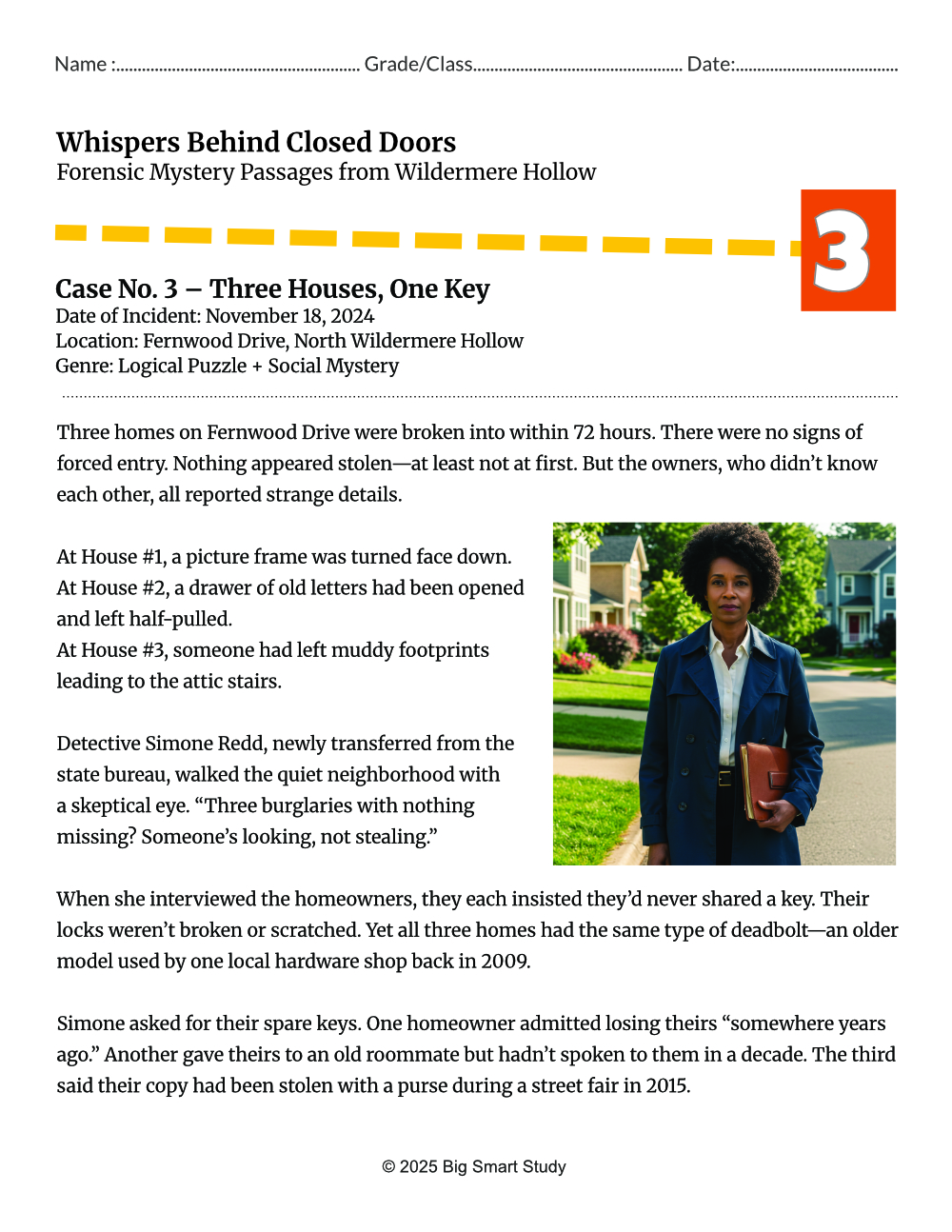 Whispers Behind Closed Doors – High School Mystery Reading Passages with Writing Tasks - Image 2