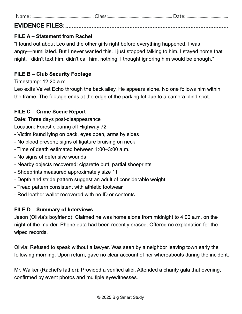 The Vanished Singer – Forensic Mystery Reading & Writing Activity (Grades 9–10) - Image 4