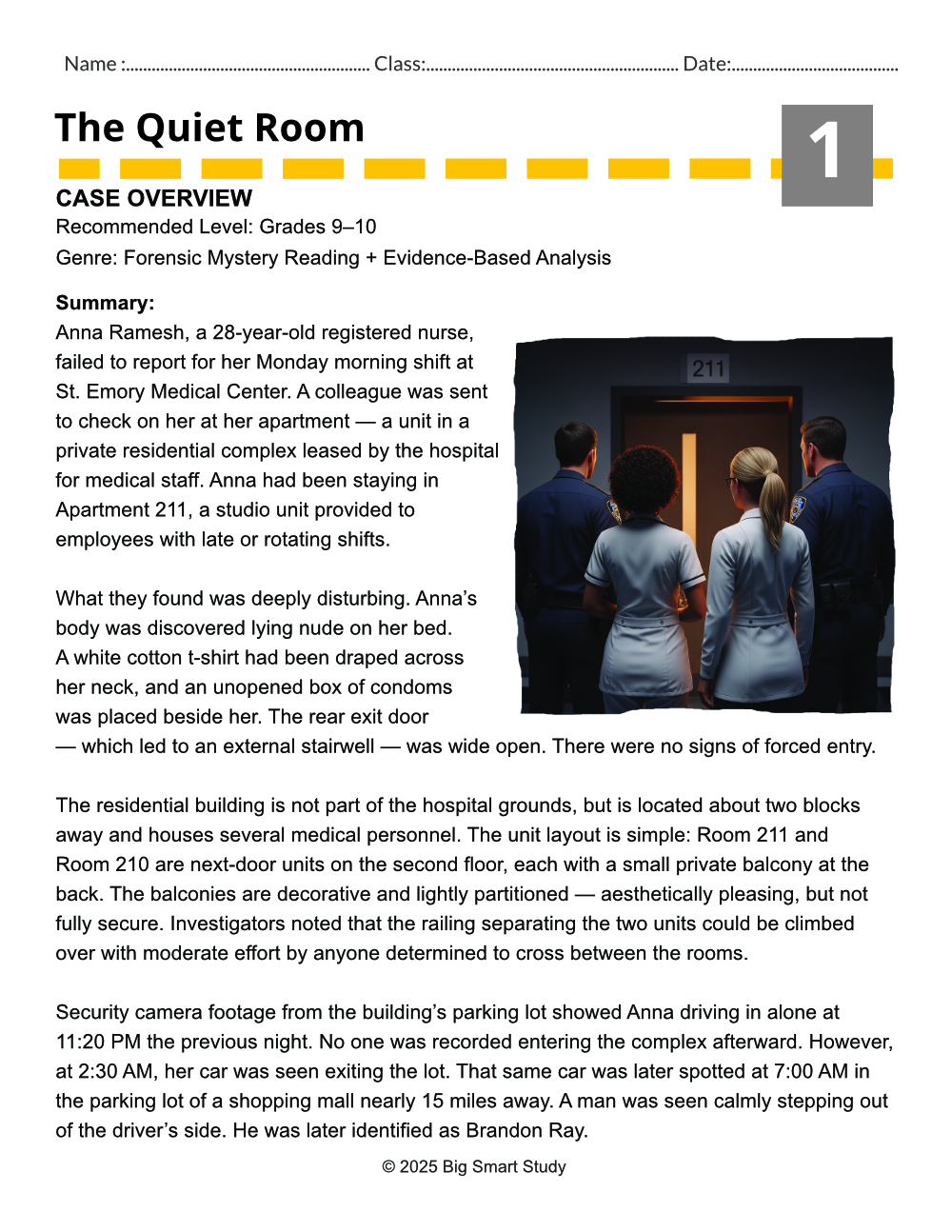 The Quiet Room – A Forensic Mystery Case for Grades 9–10 Reading & Writing - Image 2