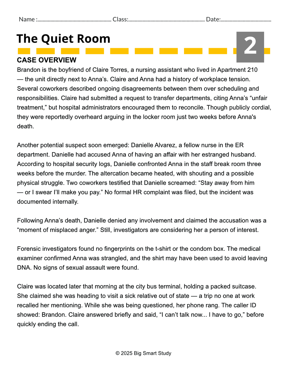 The Quiet Room – A Forensic Mystery Case for Grades 9–10 Reading & Writing - Image 3