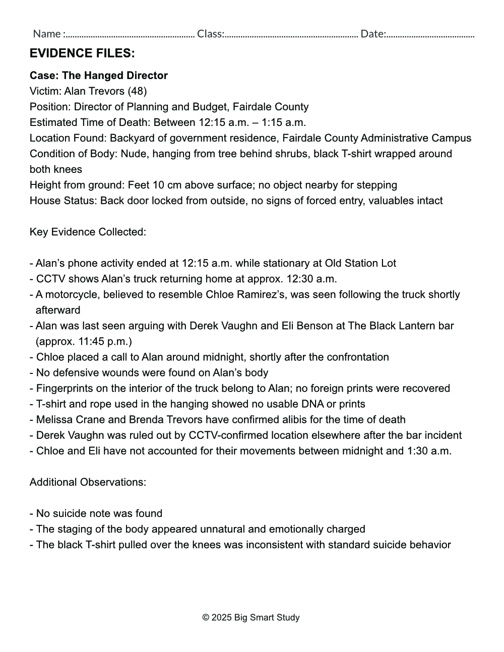 The Hanged Director – Forensic Mystery Investigation for High School - Image 5