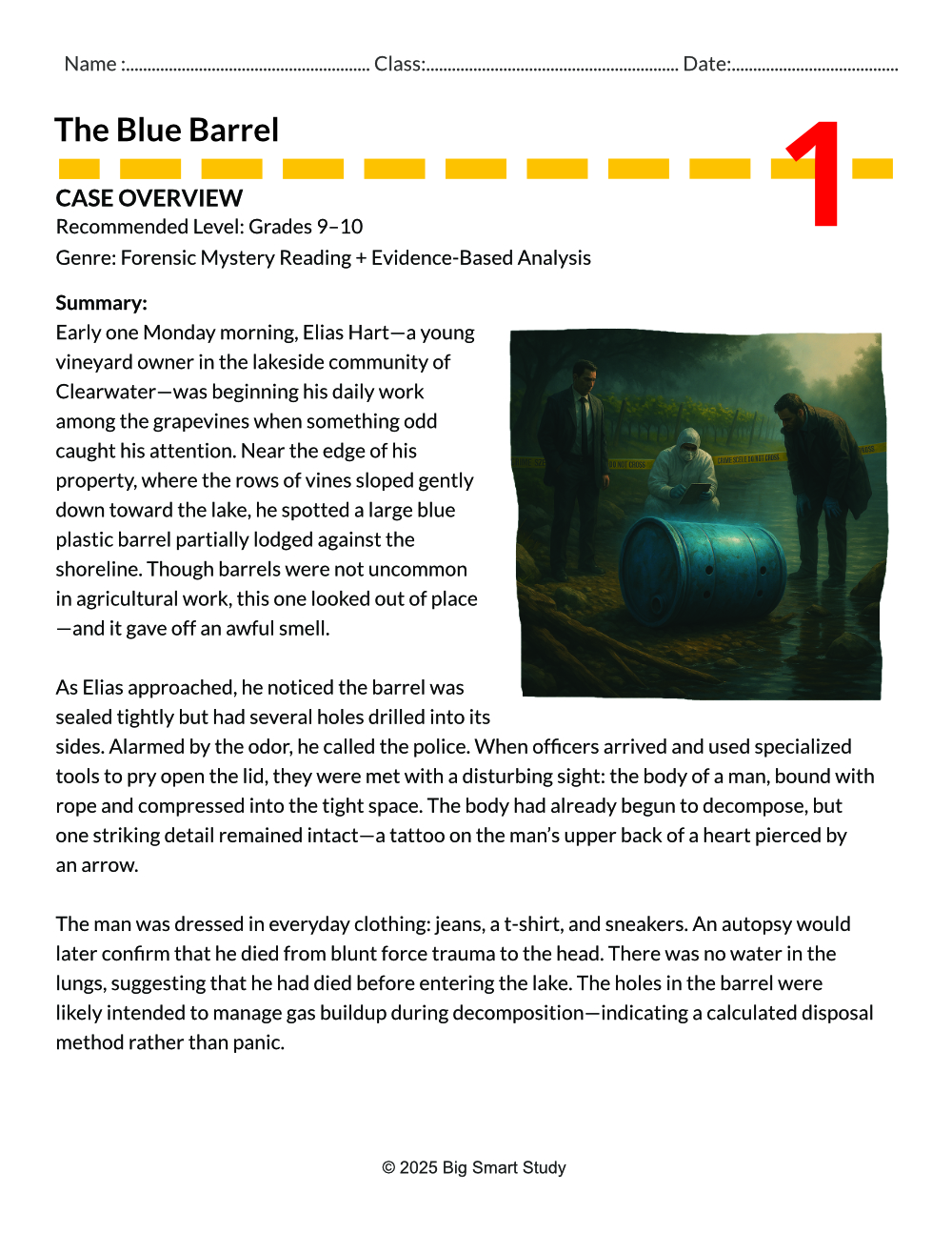 The Blue Barrel – Forensic Mystery Case File for Grades 9–10 - Image 2