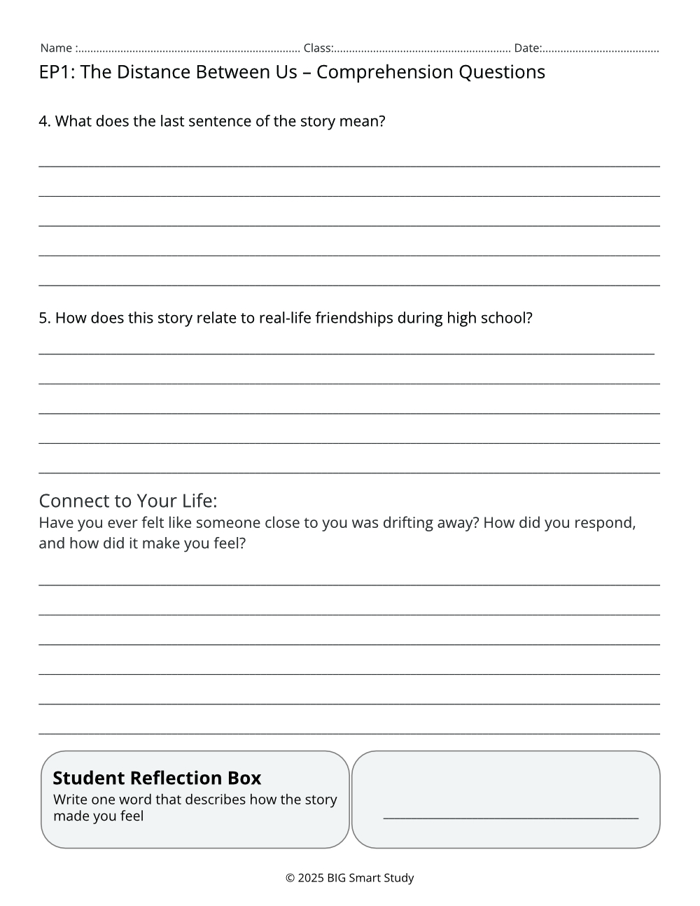 Teen Drama Reading & Social Reflection Pack – 5 Real-Life Stories for Grades 8–10 - Image 4