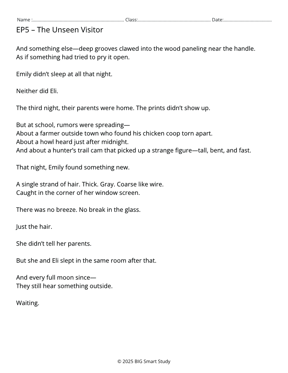 Teen Suspense Stories with Reading & Reflective Writing – Echoes in the Dark (Grades 8–10) - Image 3