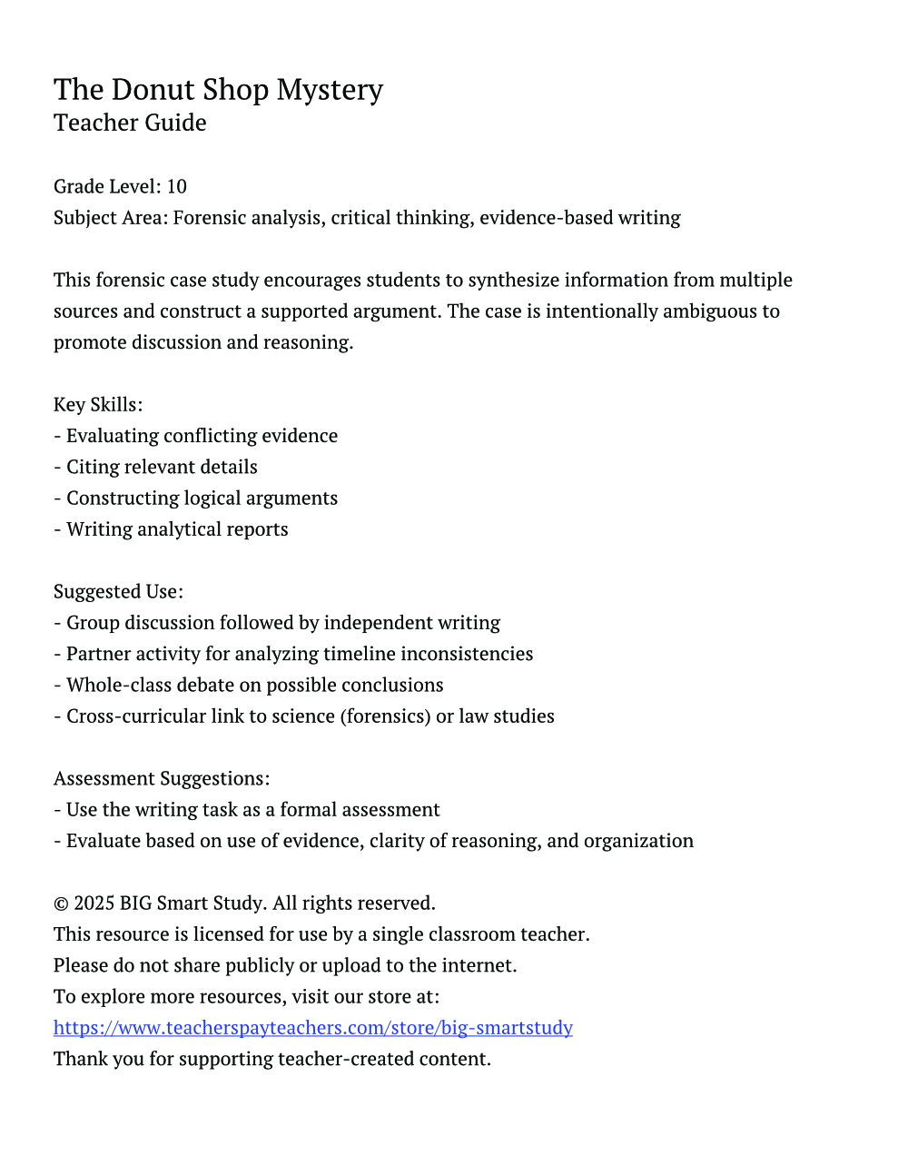 The Donut Shop Mystery – Analyze, Investigate, and Argue from Evidence (Grade 10) - Image 6