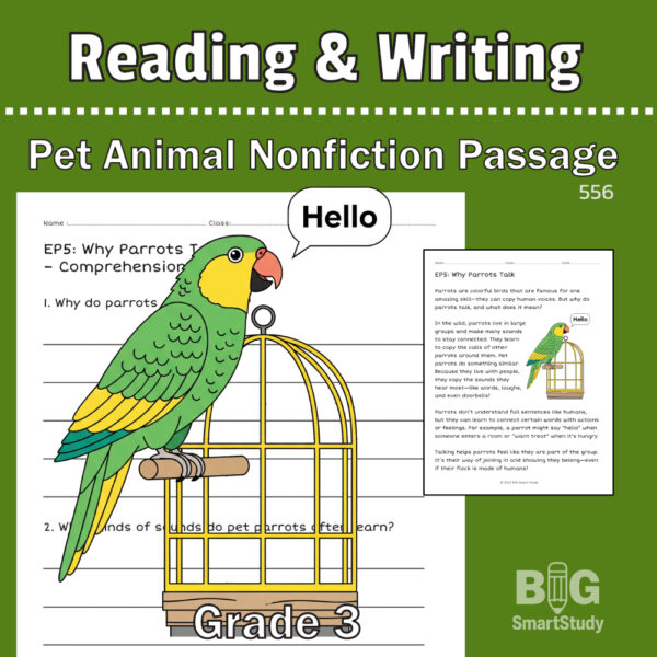 Pet Animal Reading & Writing Pack for Grade 3 – Nonfiction Passages and Thinking Tasks