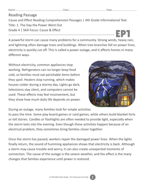 Science & Nature Reading Passages | Cause and Effect Comprehension for Grade 4 - Image 2