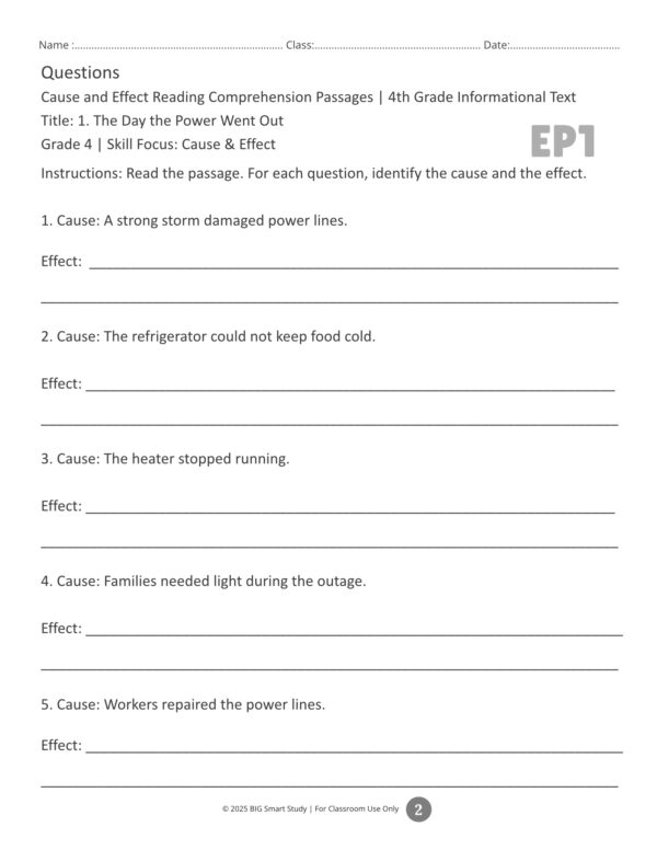 Science & Nature Reading Passages | Cause and Effect Comprehension for Grade 4 - Image 3