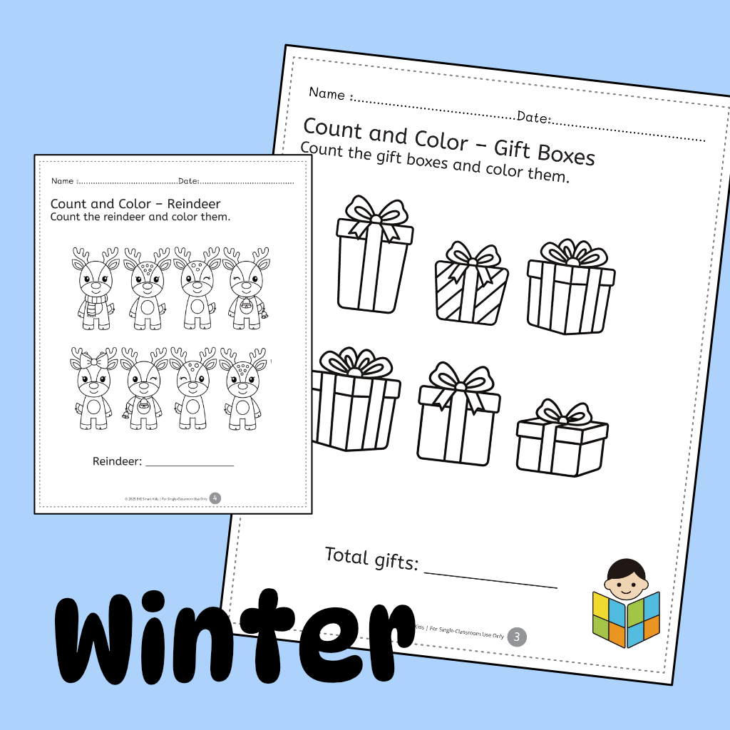 Winter Counting & Coloring Worksheets (PreK–K) - Image 3