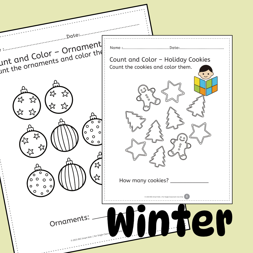 Winter Counting & Coloring Worksheets (PreK–K) - Image 4
