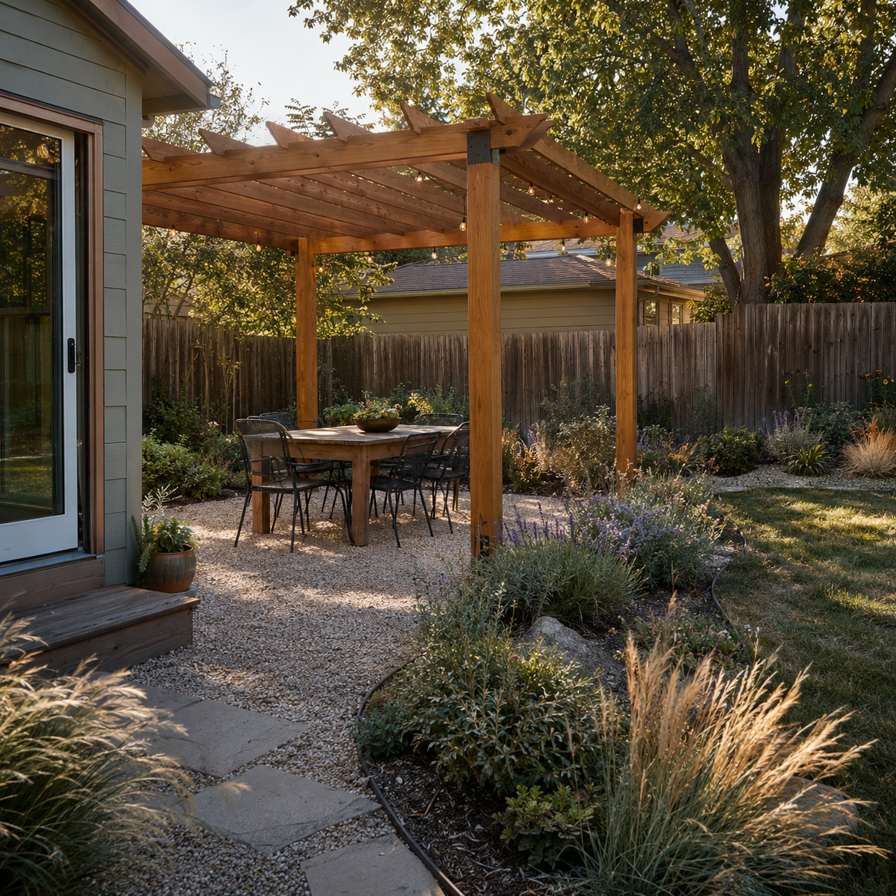 12 Landscaping Ideas for a Hot, Bare Backyard You Rarely Use landscaping ideas, Backyard Landscaping, Low Maintenance Garden, Backyard Shade, Garden Path Ideas