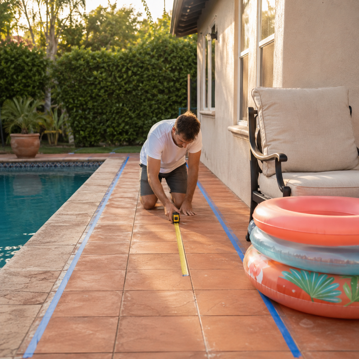 inground pool ideas for a Compact Backyard: 10 Ways to Control Clutter Without Blocking Safety Routes inground pool ideas, Small Backyard Pool, Pool Deck Storage, Compact Pool Design, Poolside Organization